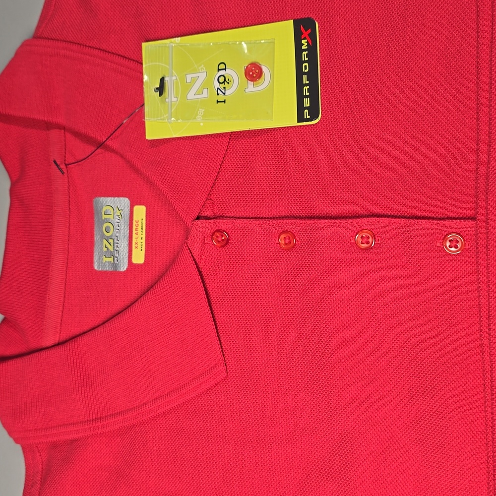 Izod Bright Pink Button Down Polo Shirt - Picture 3 of 6